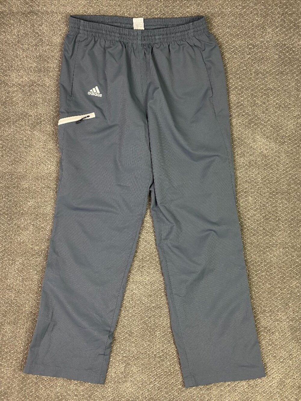 Adidas Woven Track Pants Mens Large Gray Ankle Zip Zipper Ripstop Drawstring